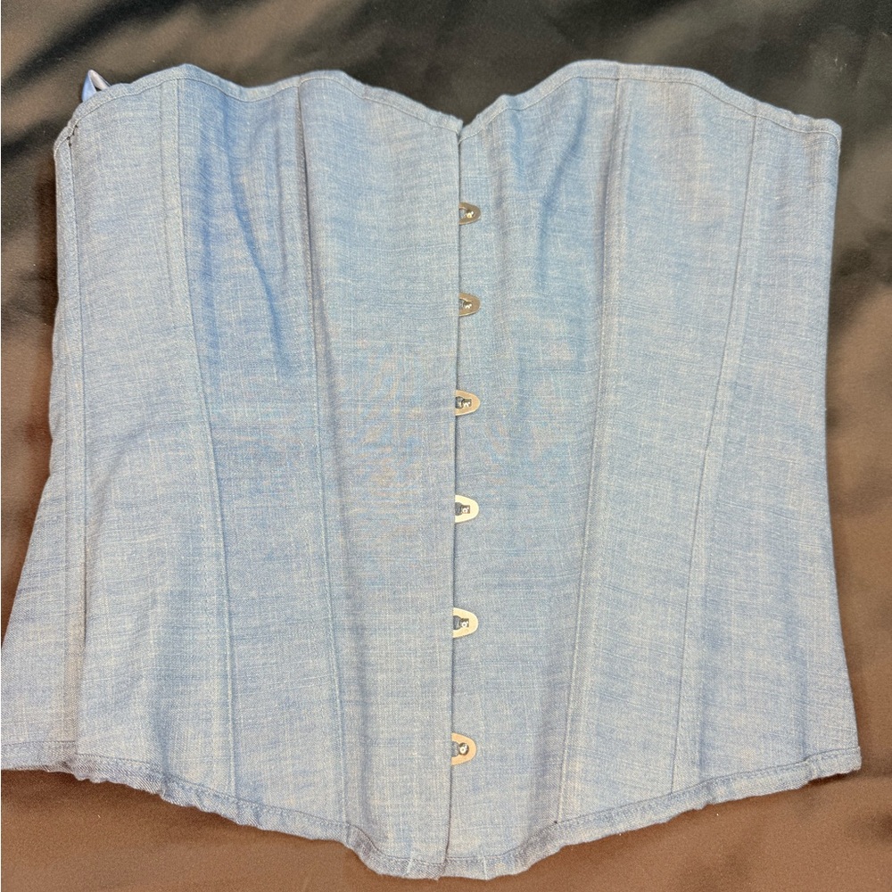 Light Blue Denim Corset Top